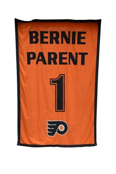Bernie Parent Autographed Retired Number Banner From Philadelphia Spectrum Arena
